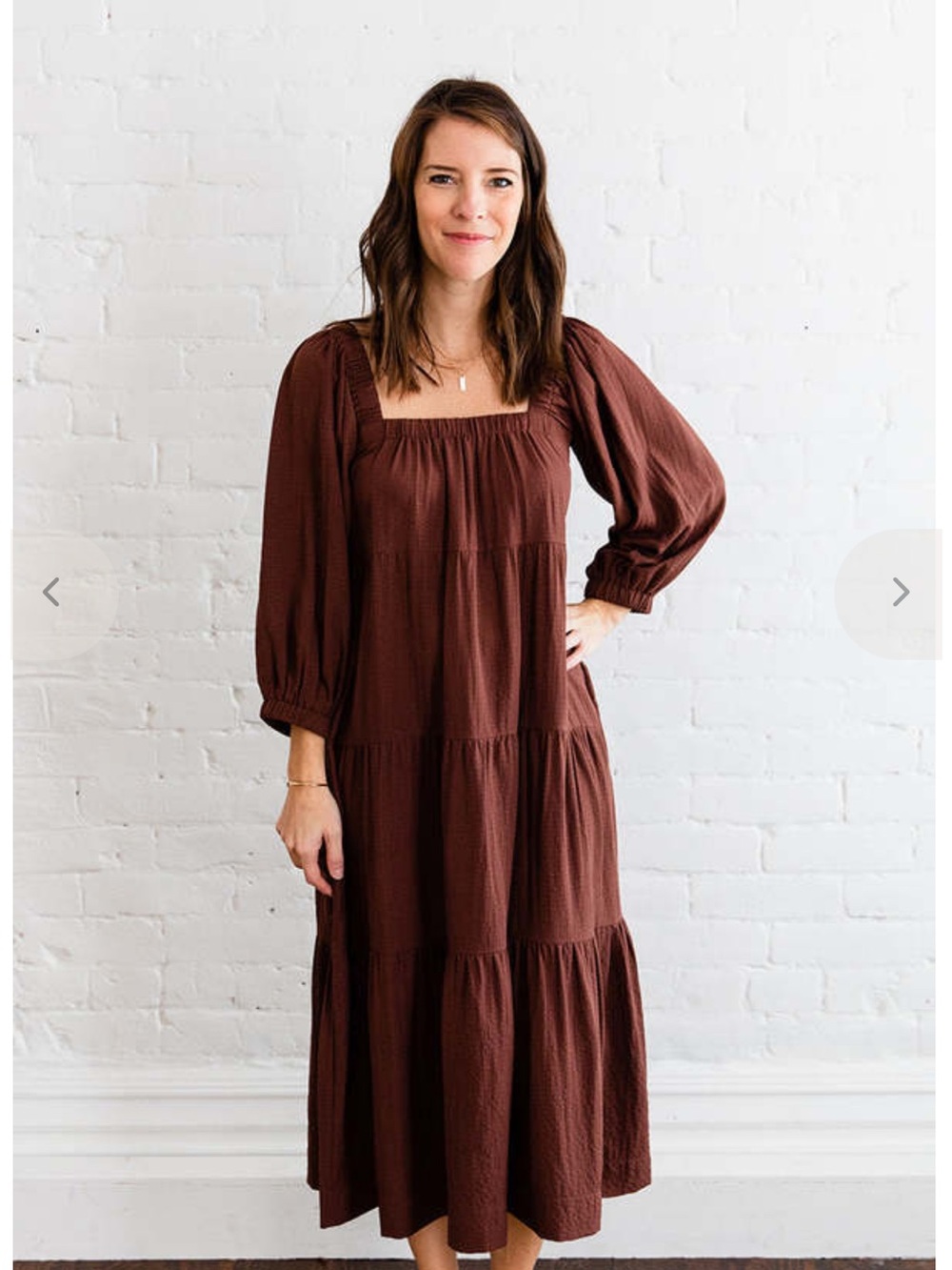 Women’s Chocolate Brown Square-Neck Tiered Maxi Dress